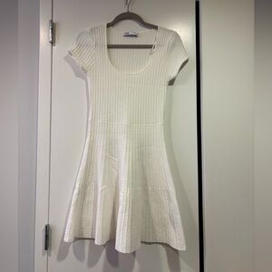 Zara Cream Ribbed Scoop Neck Mini Dress